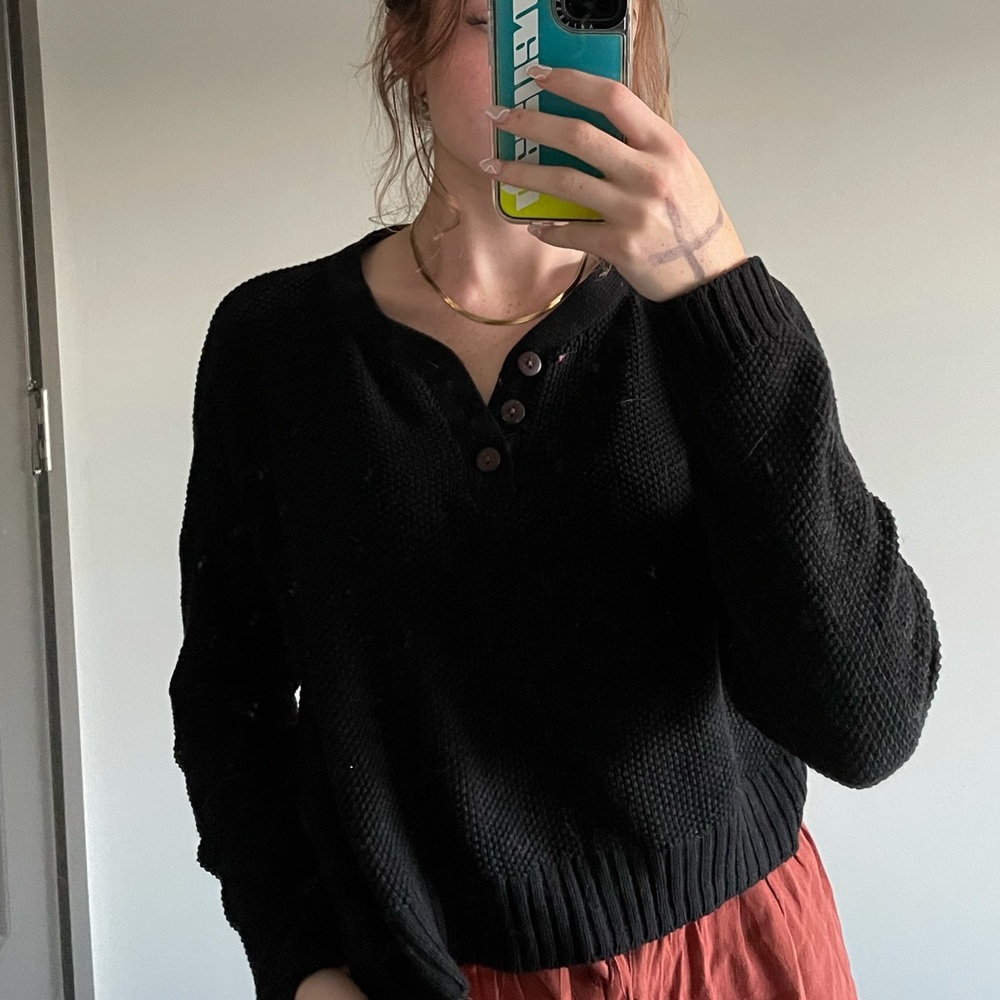 Black Henley style sweater